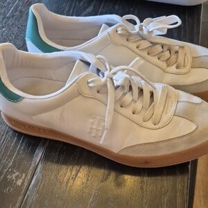 Tommy Hilfiger White and Green Sneakers with Gum Sole